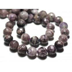 4pc - Perles de Pierre - Charoïte Boules Facettées 10mm Violet Mauve Noir - 8741140022195 