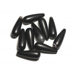 1pc - Perle de Pierre - Onyx noir mat sablé givré Goutte 30x10mm - 8741140019768 