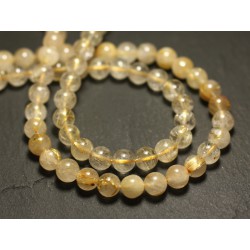 10pc - Perles de Pierre - Quartz Rutile doré Boules 6-7mm - 8741140016644 