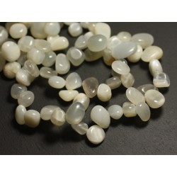 10pc - Perles de Pierre - Pierre de Lune Blanche Grise Chips Rocailles 8-15mm - 8741140016323 