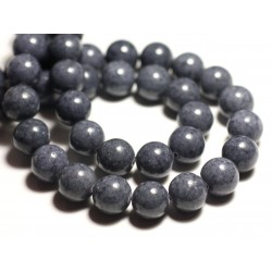 10pc - Perles de Pierre - Jade Boules 10mm Gris Anthracite - 8741140016118 