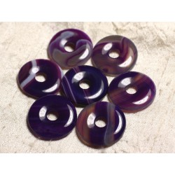 1pc - Pendentif Pierre semi précieuse - Agate Violette Donut 30mm - 4558550007797 