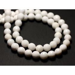10pc - Perles Nacre naturelle blanche opaque Boules facettées 6mm - 8741140014473 