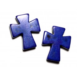 2pc - Perles Turquoise synthèse Croix 35x30mm Bleu Roi Nuit - 8741140014589 
