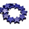 5pc - Perles Turquoise Synthèse Étoiles 20mm Bleu Roi Nuit - 8741140014411 