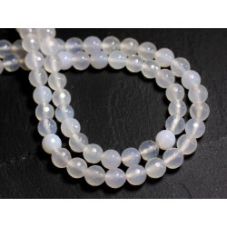10pc - Perles de Pierre - Agate blanche Boules Facettées 6mm - 8741140000315 