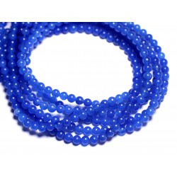 Fil 39cm 90pc env - Perles de Pierre - Jade Boules 4mm Bleu Roi -  8741140005556 