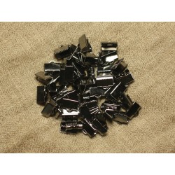 100pc - Embouts Cuir et Tissus métal Noir sans nickel - 4558550021106 