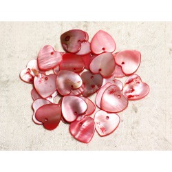 10pc - Perles Breloques Pendentifs Nacre Coeurs 18mm Rouge Rose Corail Pêche - 4558550039941 