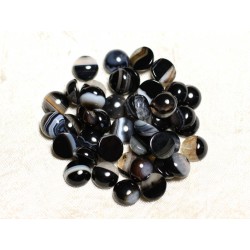 1pc - Cabochon Demi perle Pierre - Agate Noire et Blanche Rond 10mm - 4558550084798 