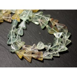 10pc - Perles de Pierre - Fluorite Multicolore Triangles 6-10mm - 8741140012189 