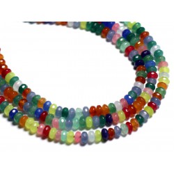 30pc - Perles de Pierre - Jade Rondelles Facettées 4x2mm Multicolore - 8741140001022 