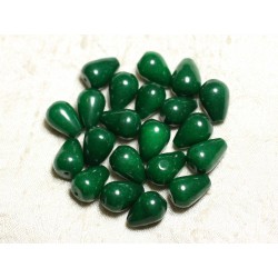 6pc - Perles de Pierre - Jade Gouttes 14x10mm Vert Empire - 4558550002297 