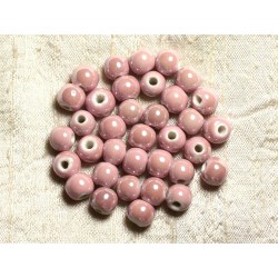 10pc - Perles Porcelaine Céramique Rose clair Boules 8mm 4558550007568 