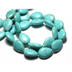 10pc - Perles Turquoise Synthèse reconstituée Gouttes 18x14mm Bleu Turquoise - 8741140009554 