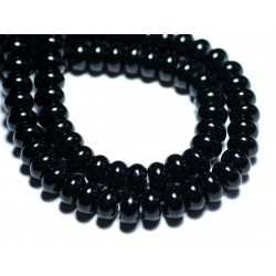 10pc - Perles de Pierre - Onyx Noir Rondelles 8x5mm - 8741140007895 