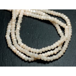 30pc - Perles de Pierre - Jade Rondelles Facettées 4x2mm Rose Pastel Crème - 8741140008106 