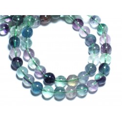 10pc - Perles de Pierre - Fluorite multicolore Boules 8mm - 4558550036995 