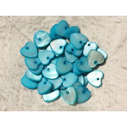 10pc - Breloques Pendentifs Nacre Coeurs 11mm Bleu Turquoise 4558550006745 
