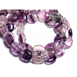 2pc - Perles de Pierre - Fluorite Violette Ovales 16x12mm - 8741140005167 