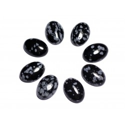 1pc - Cabochon Pierre semi précieuse - Obsidienne Flocon Mouchetée Ovale 18x13mm - 8741140005518 