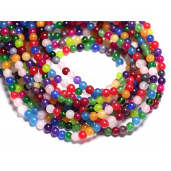Fil 39cm 90pc env - Perles de Pierre - Jade Boules 4mm Multicolore - 8741140005389 