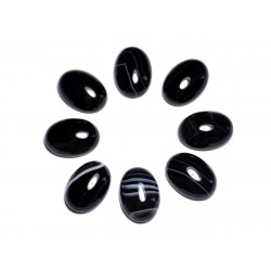 1pc - Cabochon Pierre semi précieuse - Agate noire Ovale 18x13mm - 8741140005464 