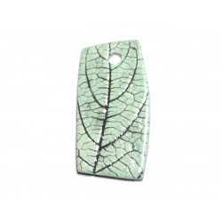 N72 - Pendentif Porcelaine Céramique Nature Feuilles 52mm Vert Turquoise - 8741140004559 