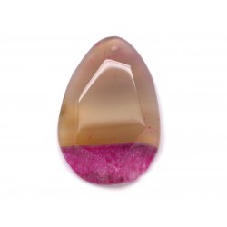 N4 - Pendentif en Pierre - Agate rose et quartz goutte facettée 61mm - 8741140001596 