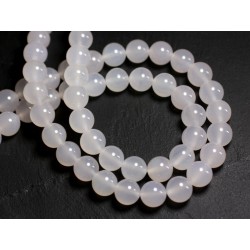 5pc - Perles de Pierre - Agate blanche Boules 10mm - 8741140000285 