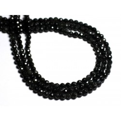 20pc - Perles de Pierre - Obsidienne noire arc en ciel Boules facettées 4mm - 8741140000803 
