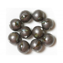 10pc - Perles Céramique Boules 20mm Gris Bleu Métallisé - 4558550000477 