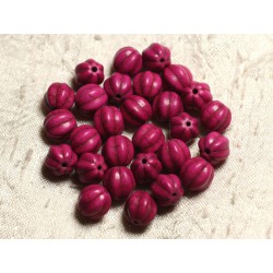 20pc - Perles Turquoise synthèse Boules Fleurs 9-10mm Rose Fuchsia 4558550011978 