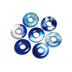 Pendentif Pierre semi précieuse - Agate Bleue Donut Pi 20mm - 4558550092038 