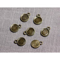 20pc - Supports Pendentifs Cabochons Métal Bronze Ronds 7.5mm - 4558550095206 