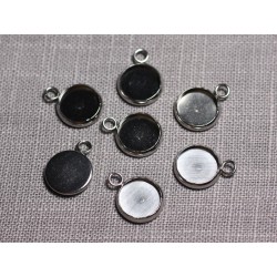 5pc - Supports Pendentifs Cabochons Acier inoxydable Ronds 10mm - 4558550095190 