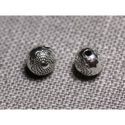 20pc - Perles Métal argenté Rondes 6mm Coeurs - 4558550095138 
