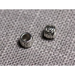 50pc - Perles Métal argenté Rondelles arabesques 4mm trou 2mm - 4558550095114 