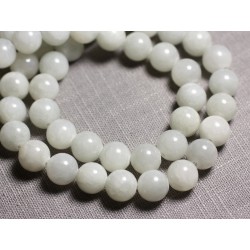 10pc - Perles de Pierre - Jade Boules 10mm Blanc Gris clair - 4558550093134 