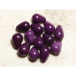 4pc - Perles de Pierre - Jade Gouttes 14x10mm Violet - 4558550082701 