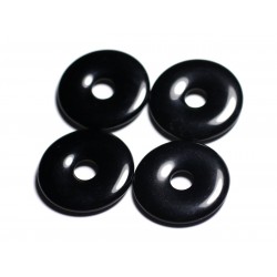 Pendentif en Pierre semi précieuse - Obsidienne noire Donut Pi 30mm - 4558550091772 