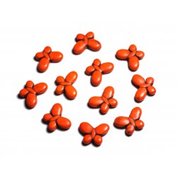 10pc - Perles de Pierre Turquoise synthèse - Papillons 20x15mm Orange - 4558550088055 