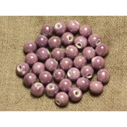 10pc - Perles Porcelaine Céramique Mauve Rose irisé Boules 8mm 4558550010070 