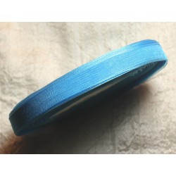 Bobine 45 mètres - Ruban Tissu Organza 10mm Bleu Turquoise Azur - 4558550009852 