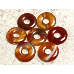 1pc - Pendentif Pierre semi précieuse - Agate Rouge Orange Donut 20mm 4558550012630 
