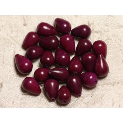 4pc - Perles de Pierre - Jade Gouttes 14x10mm Violet Prune 4558550014139 