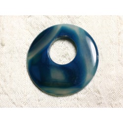 Pendentif Pierre semi précieuse - Agate Bleue Donut 40mm N2 - 4558550085948 