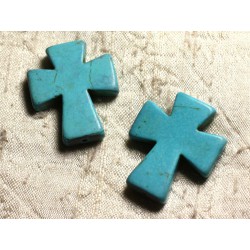 Perles Turquoise synthèse Croix 35x30mm Rouge 4558550011800 2pc
