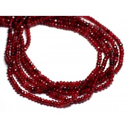 30pc - Perles de Pierre - Jade Rondelles Facettées 4x2mm Rouge Bordeaux et Noir - 4558550084439 