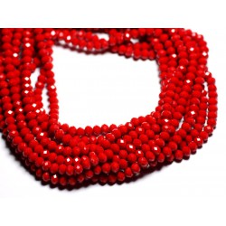 Fil 39cm 90pc env - Perles Verre opaque - Rondelles Facettées 6x4.5mm Rouge Cerise - 4558550084866 